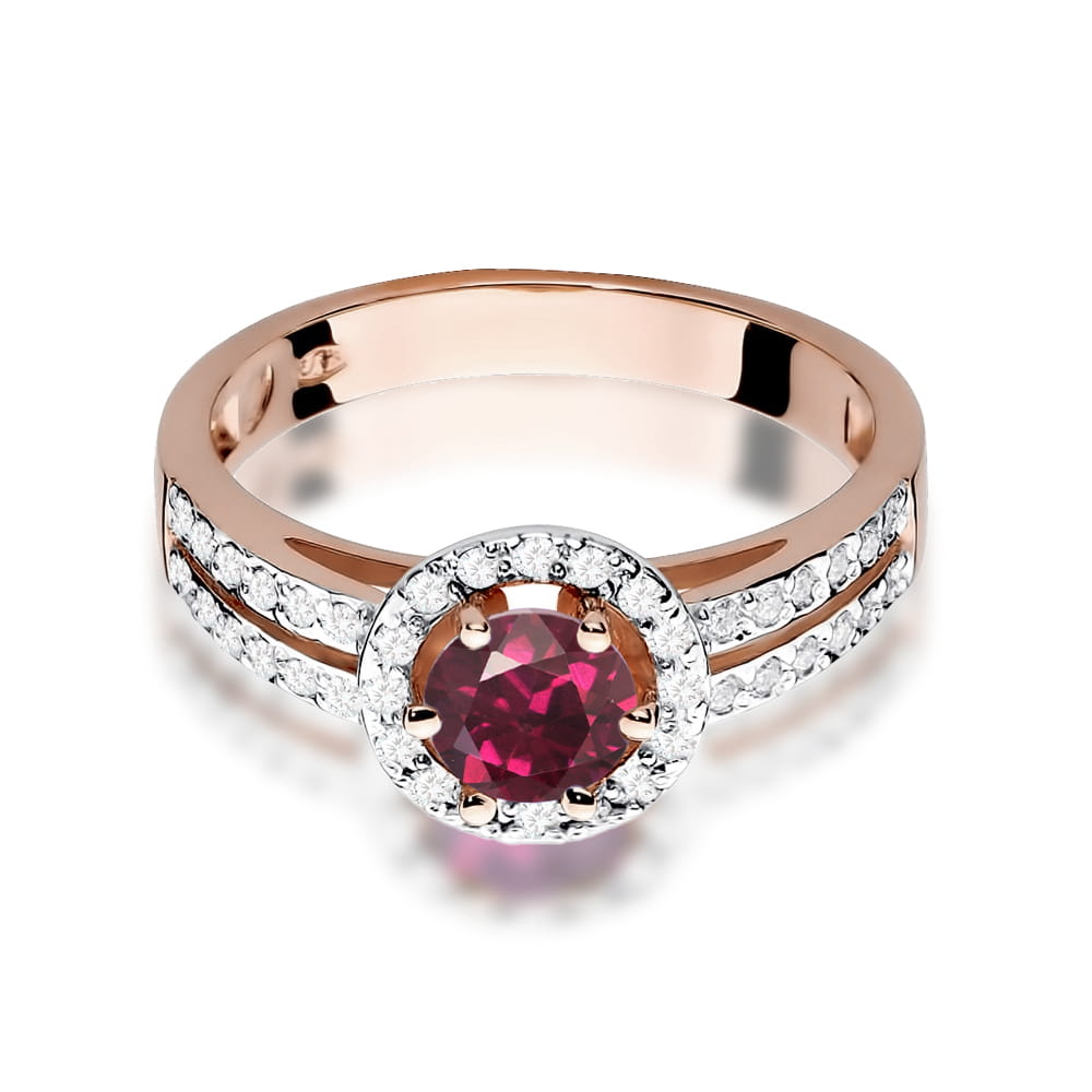 Gold Ring With Rhodolite And Diamonds