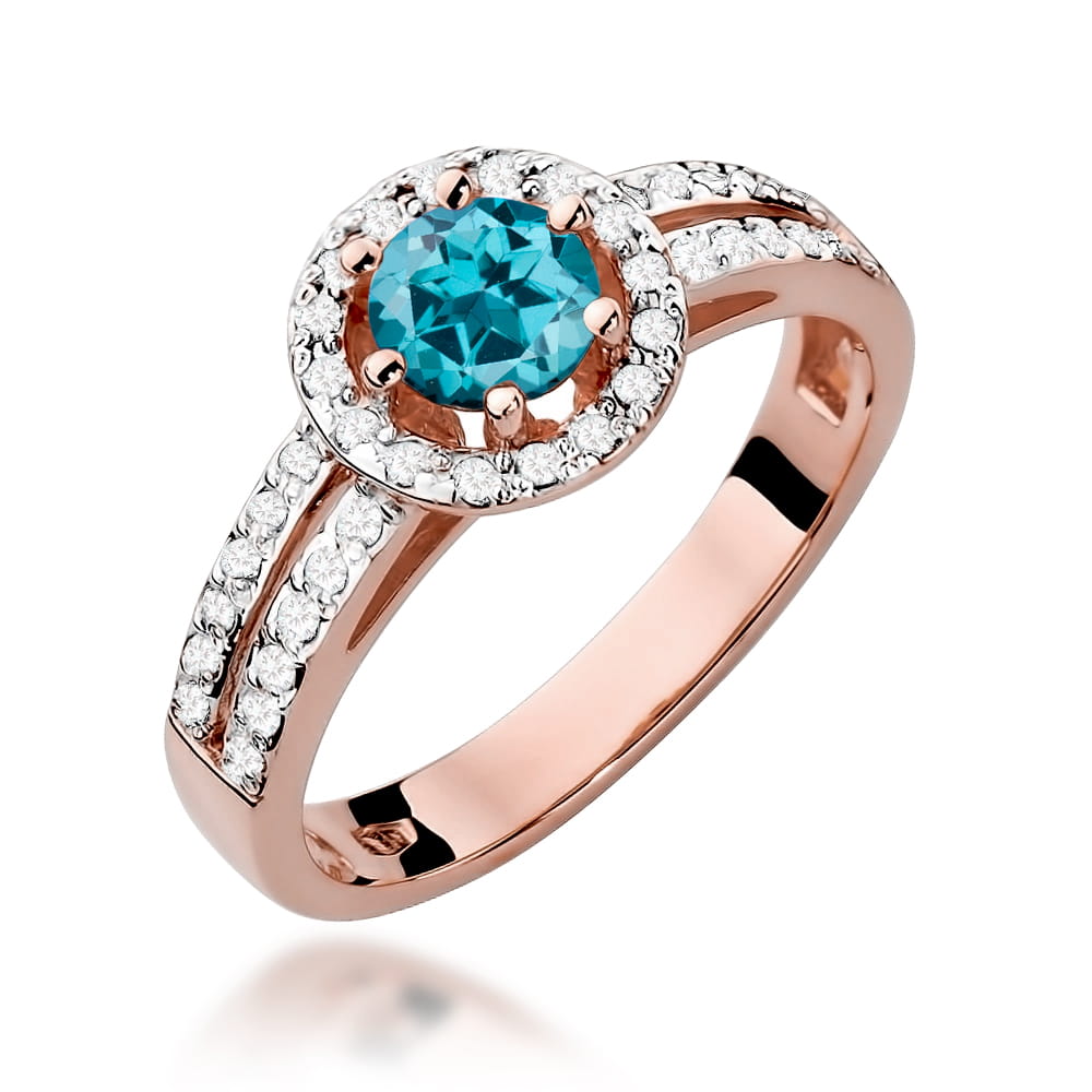 Gold Ring With London Topaz And Diamonds