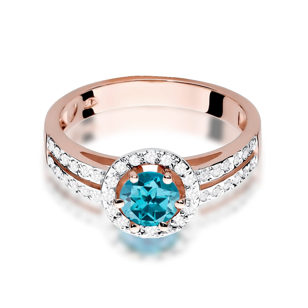Gold Ring With London Topaz And Diamonds