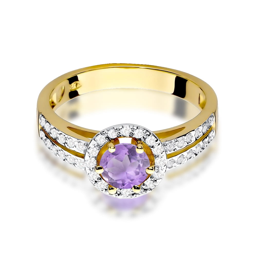 Gold Ring With Amethyst And Diamonds