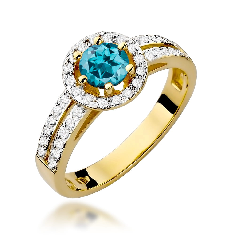Gold Ring With London Topaz And Diamonds