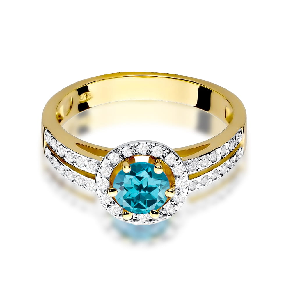 Gold Ring With London Topaz And Diamonds