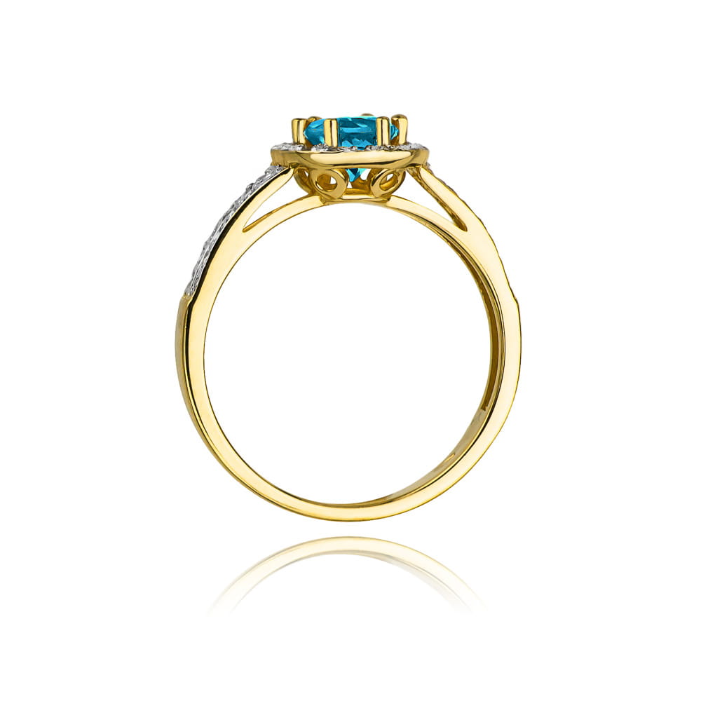Gold Ring With London Topaz And Diamonds