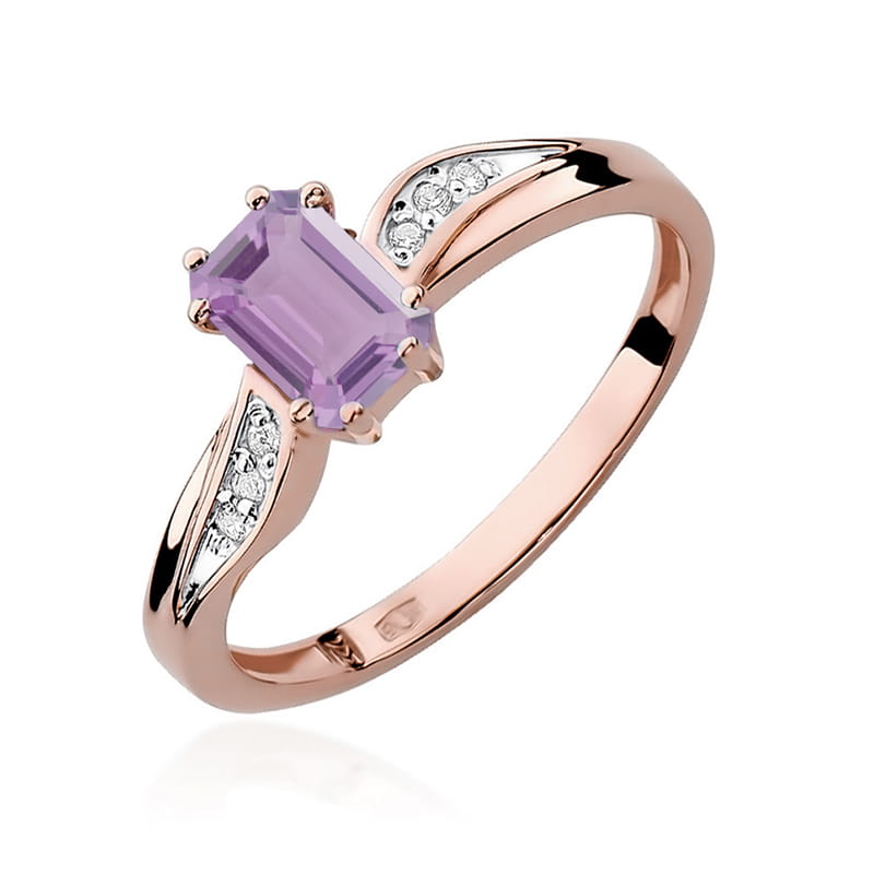 Gold Ring With Amethyst And Diamonds