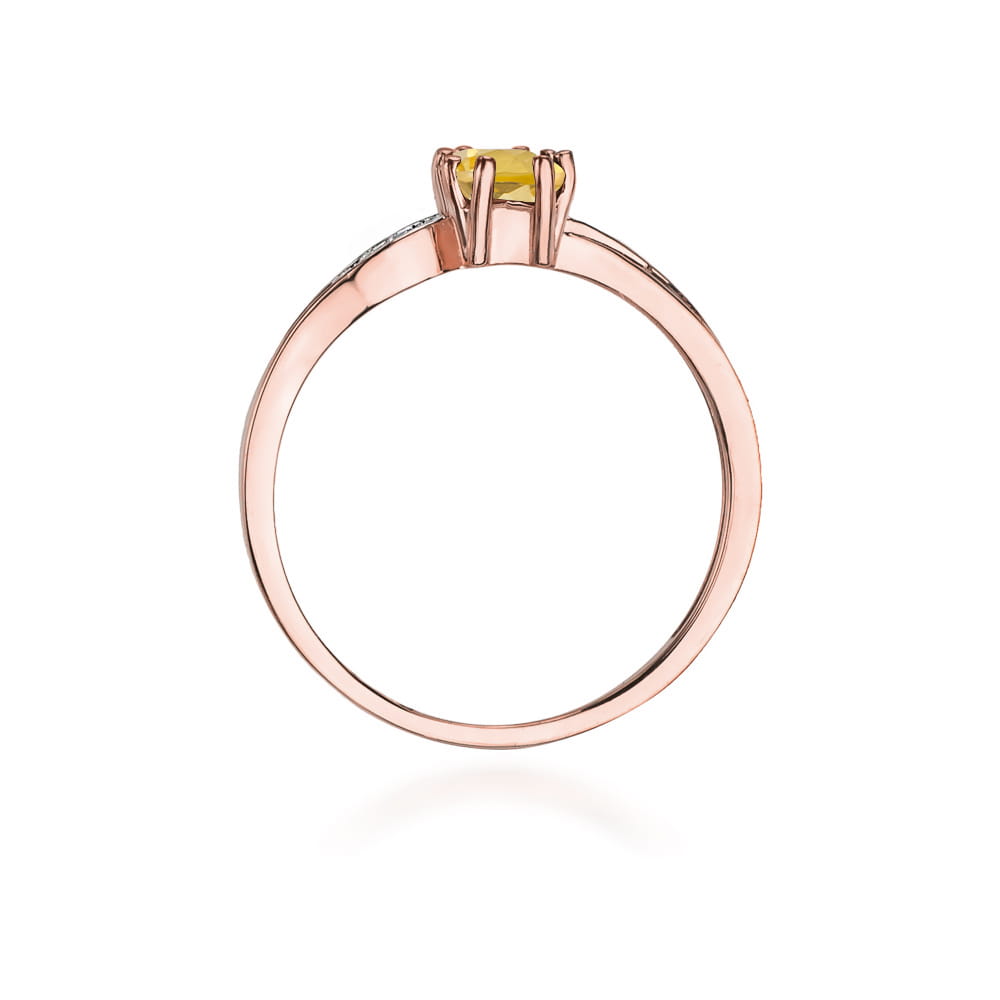 Auksinis Žiedas Su Citrinu Ir Deimantais