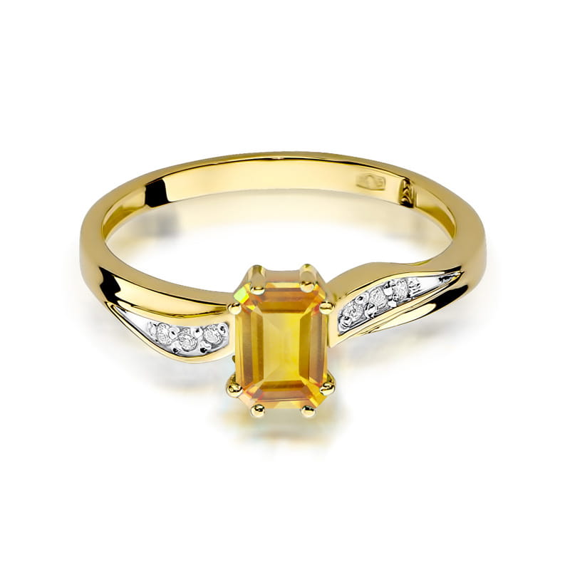 Gold Ring With Citrine And Diamonds