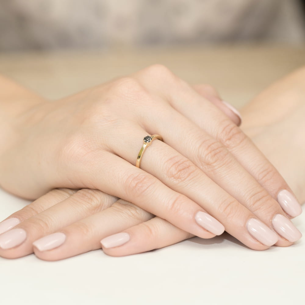 Gold Ring With Black Diamonds