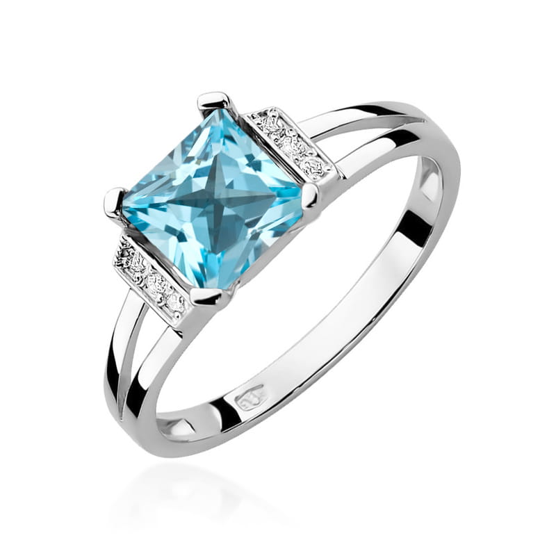 Auksinis Žiedas Su Topazu Ir Deimantais