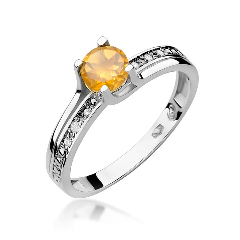 Gold Ring With Citrine And Diamonds
