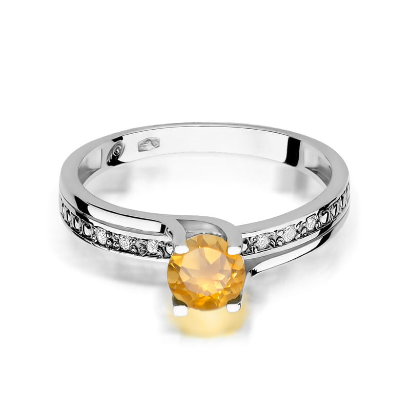 Gold Ring With Citrine And Diamonds