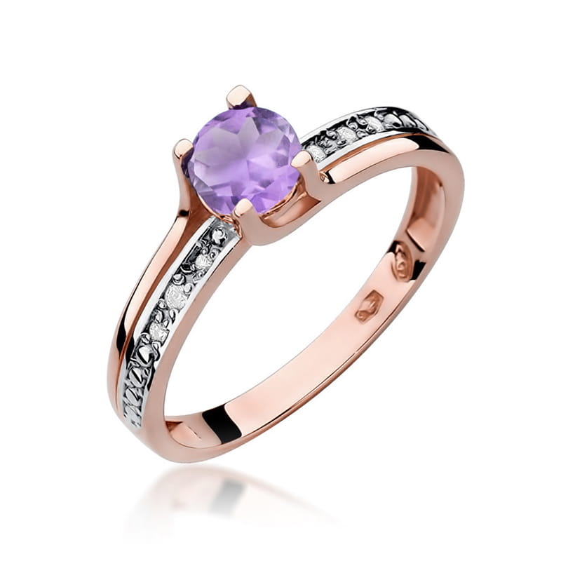 Gold Ring With Amethyst And Diamonds