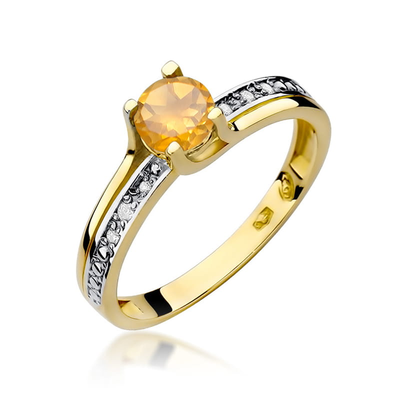 Gold Ring With Citrine And Diamonds