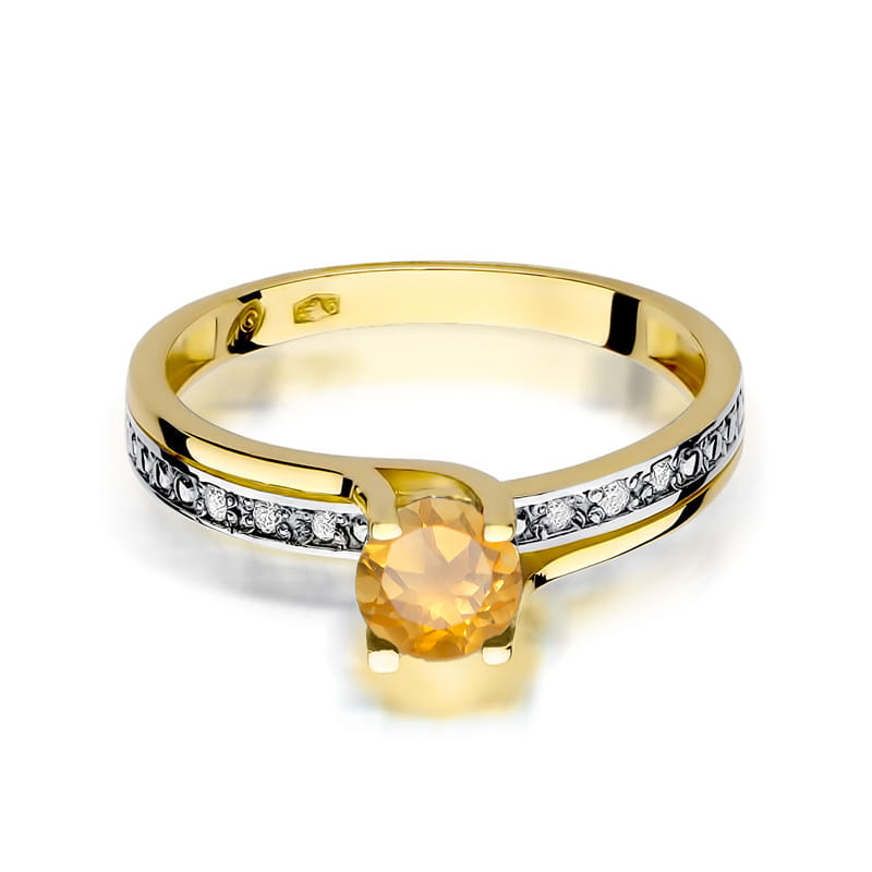 Gold Ring With Citrine And Diamonds