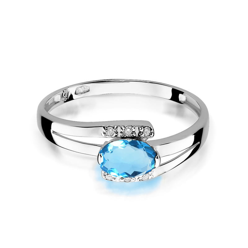 Auksinis Žiedas Su Topazu Ir Deimantais