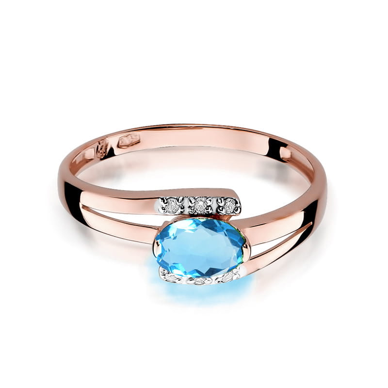 Gold Ring With Topaz And Diamonds