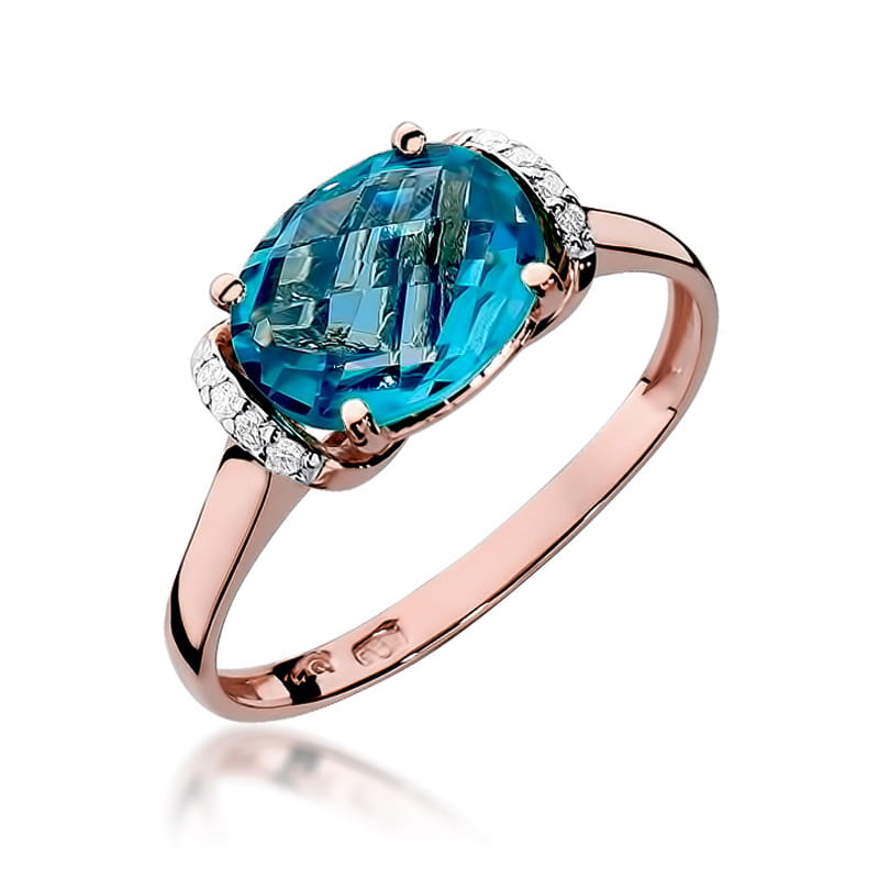 Gold Ring With Topaz And Diamonds