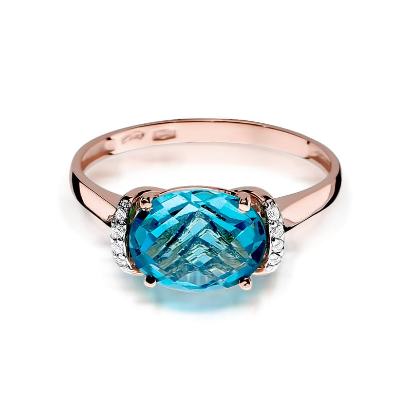 Gold Ring With Topaz And Diamonds