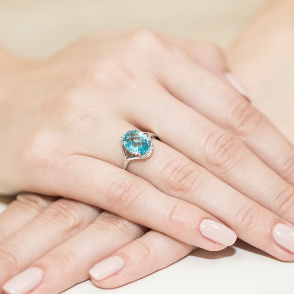 Gold Ring With Topaz And Diamonds
