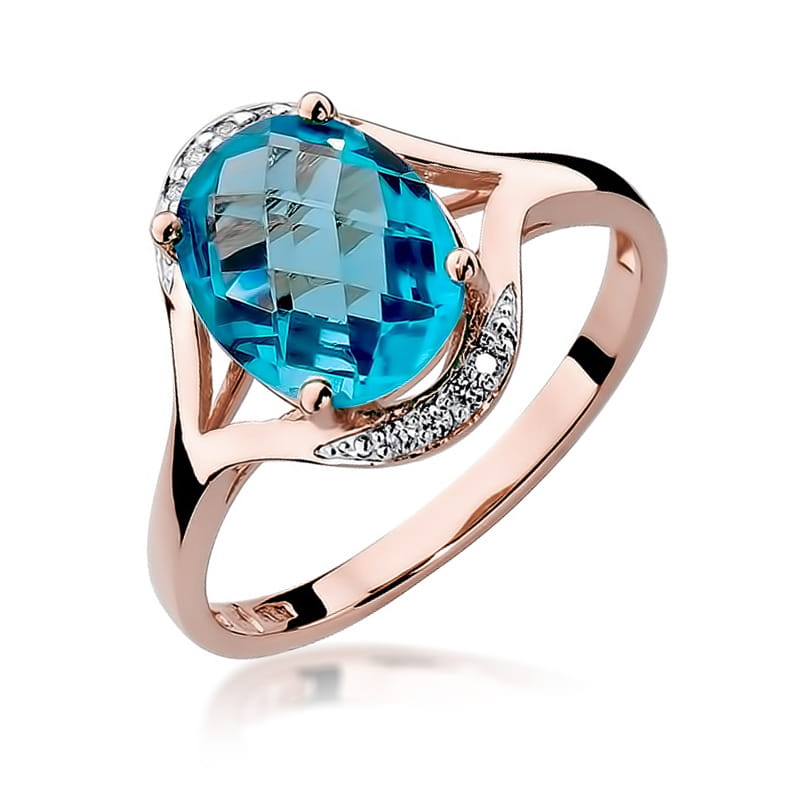 Gold Ring With Topaz And Diamonds