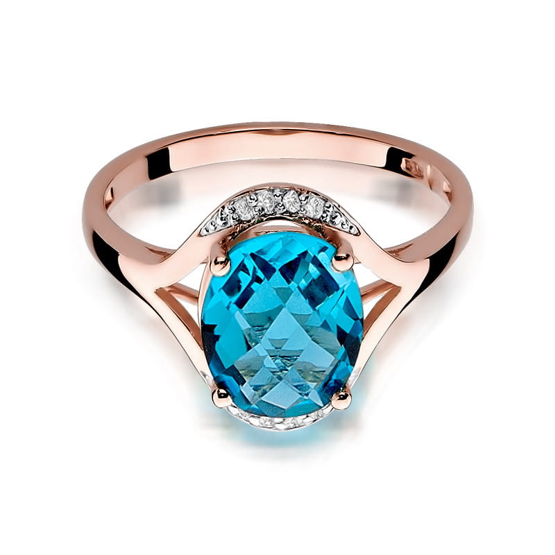 Gold Ring With Topaz And Diamonds