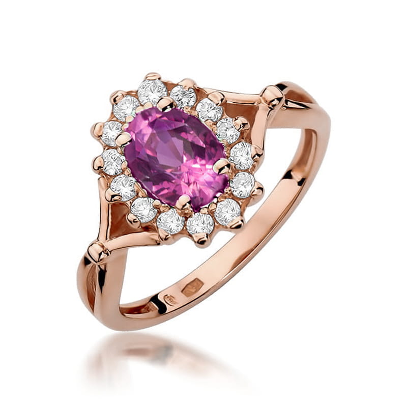 Gold Ring With Pink Sapphire And Diamonds