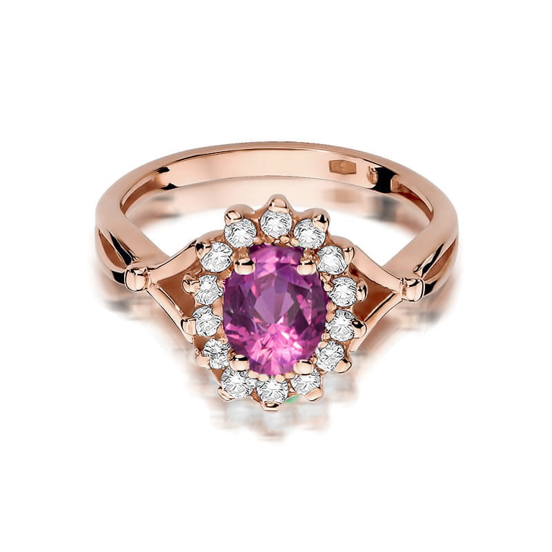 Gold Ring With Pink Sapphire And Diamonds
