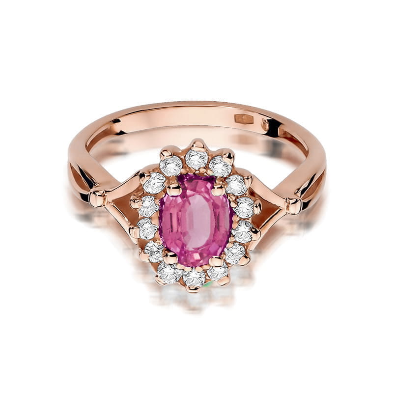 Gold Ring With Pink Topaz And Diamonds