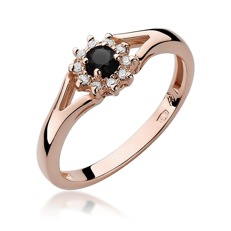 Gold Ring With Black And White Diamonds