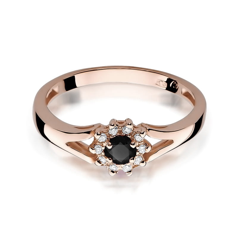 Gold Ring With Black And White Diamonds