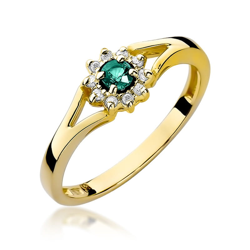 Auksinis Žiedas Su Smaragdas Ir Deimantais