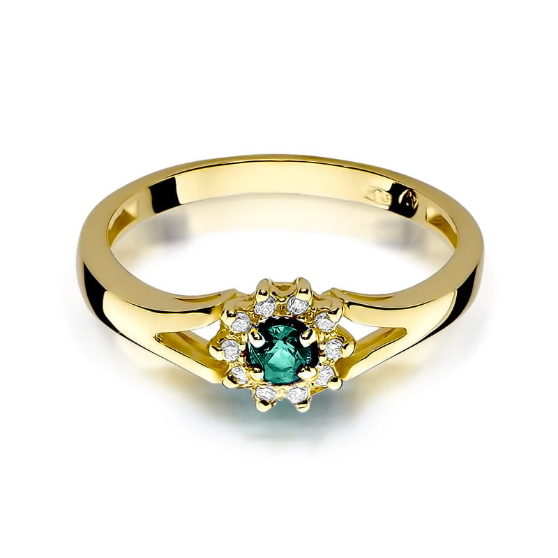 Auksinis Žiedas Su Smaragdas Ir Deimantais