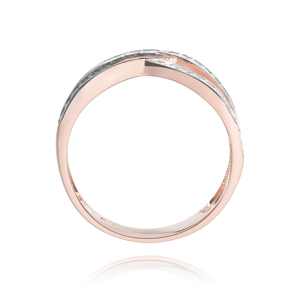 Auksinis Žiedas Su Juodais Ir Baltais Deimantais