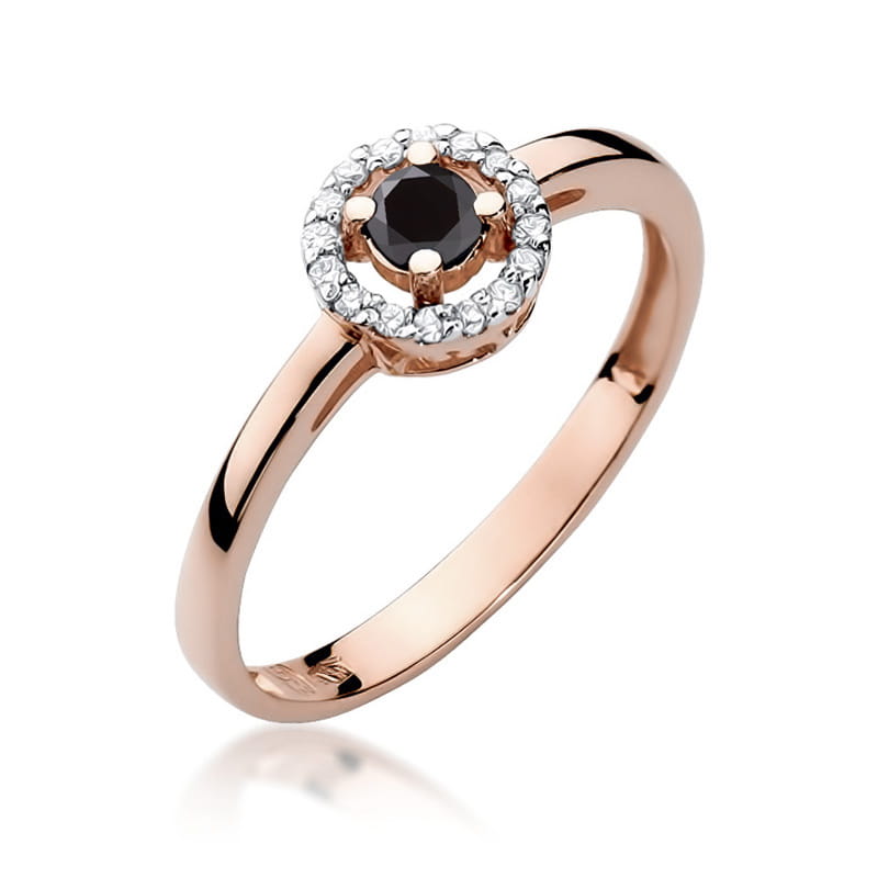 Gold Ring With Black And White Diamonds