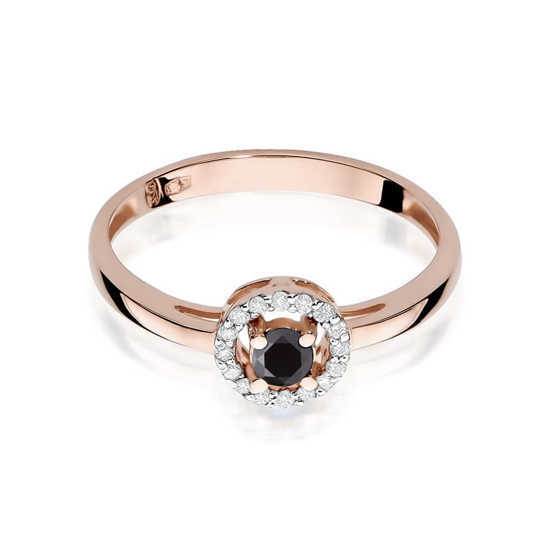Gold Ring With Black And White Diamonds