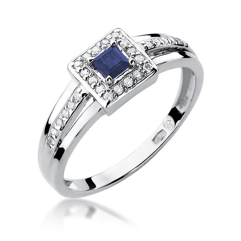 Auksinis Žiedas Su Safyru Ir Deimantais