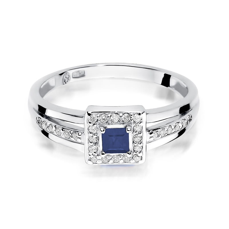 Auksinis Žiedas Su Safyru Ir Deimantais