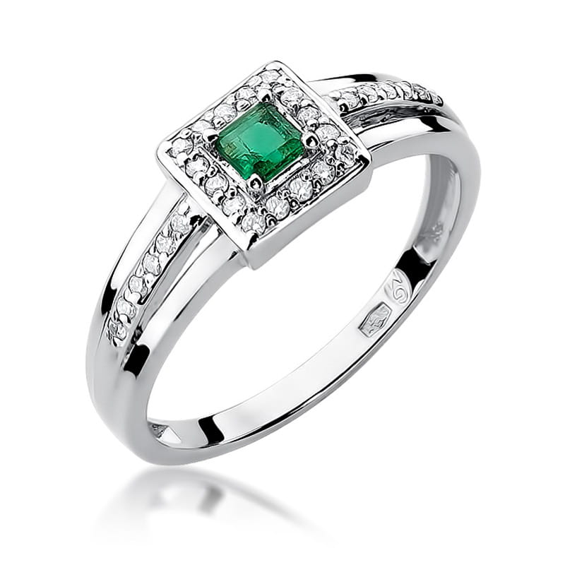 Auksinis Žiedas Su Smaragdu Ir Deimantais