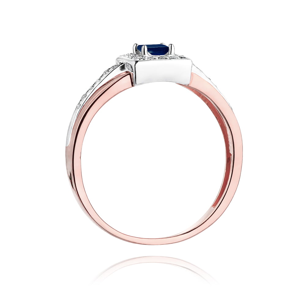 Auksinis Žiedas Su Safyru Ir Deimantais