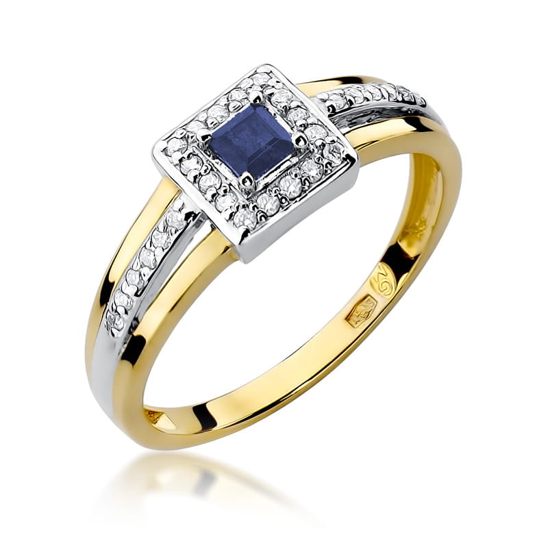 Auksinis Žiedas Su Safyru Ir Deimantais