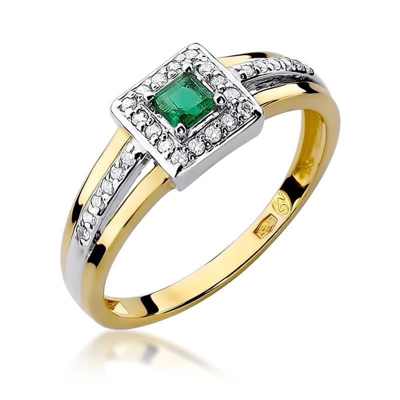 Auksinis Žiedas Su Smaragdu Ir Deimantais