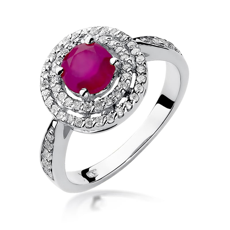 Auksinis Žiedas Su Rubinu Ir Deimantais