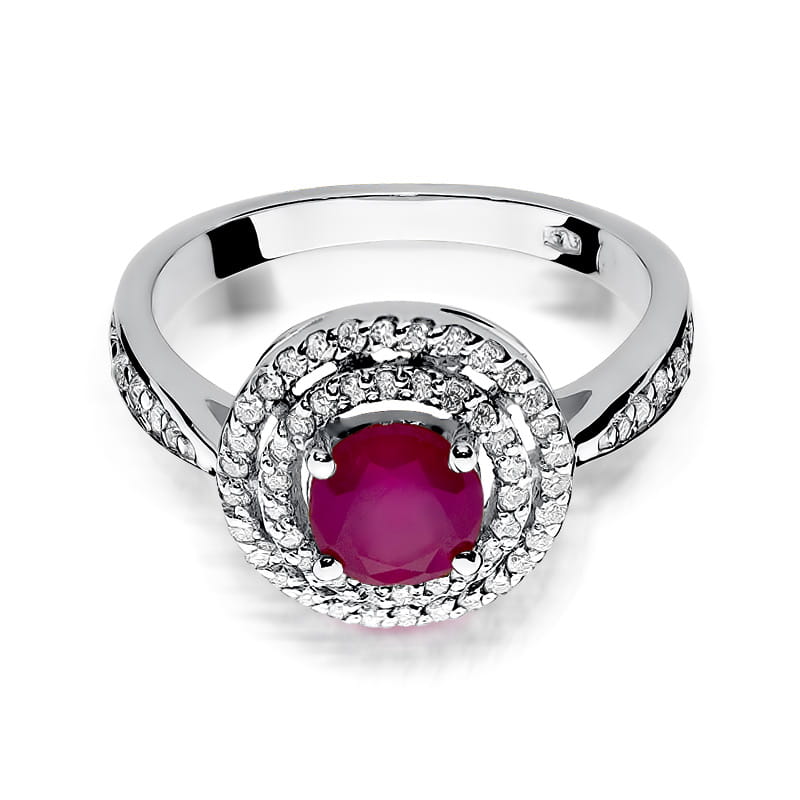 Auksinis Žiedas Su Rubinu Ir Deimantais