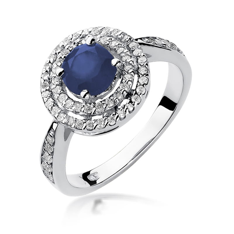 Auksinis Žiedas Su Safyru Ir Deimantais