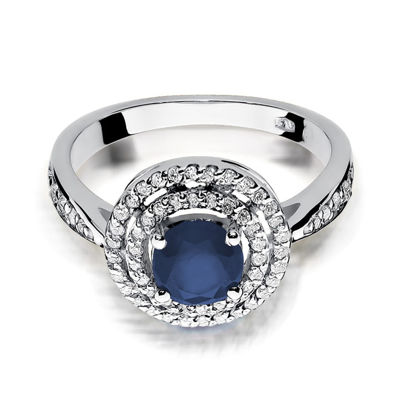 Auksinis Žiedas Su Safyru Ir Deimantais