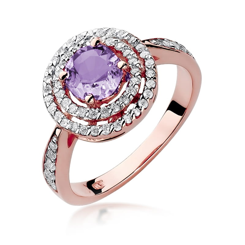 Gold Ring With Amethyst And Diamonds
