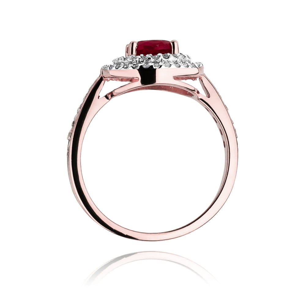 Auksinis Žiedas Su Rubinu Ir Deimantais