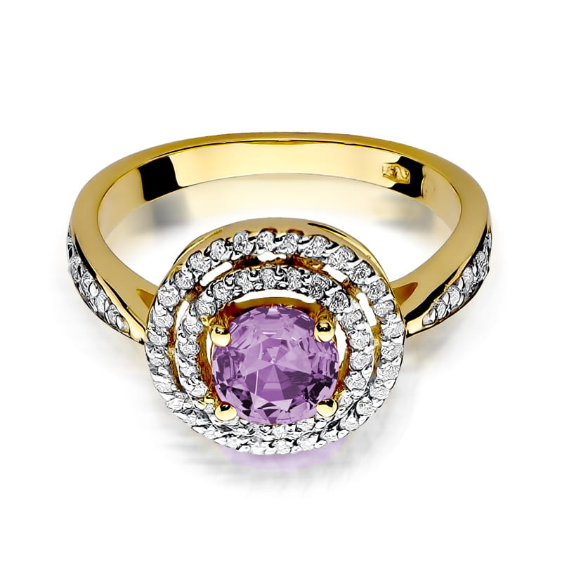 Gold Ring With Amethyst And Diamonds