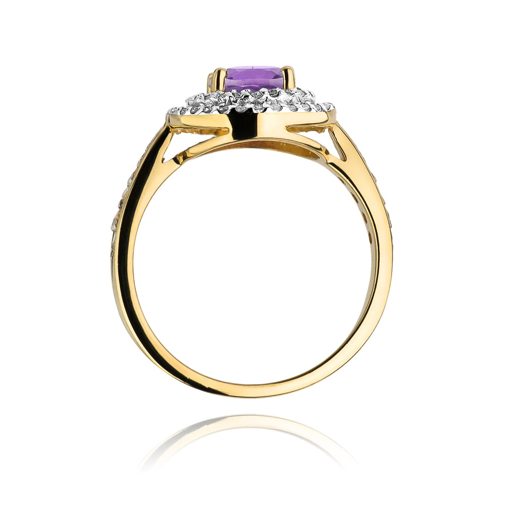 Gold Ring With Amethyst And Diamonds