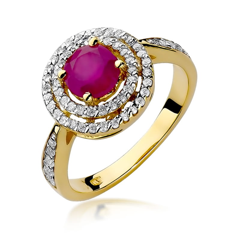Auksinis Žiedas Su Rubinu Ir Deimantais