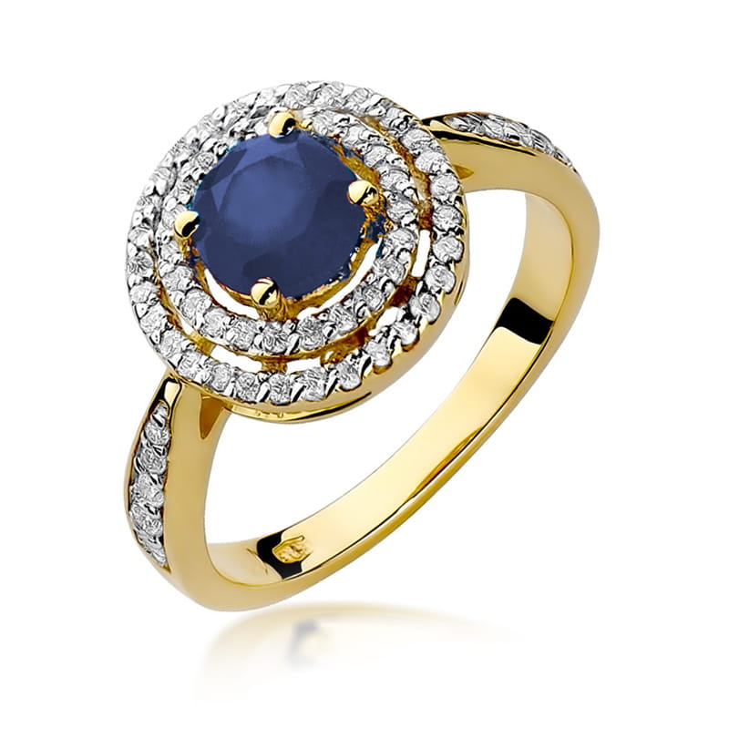 Auksinis Žiedas Su Safyru Ir Deimantais